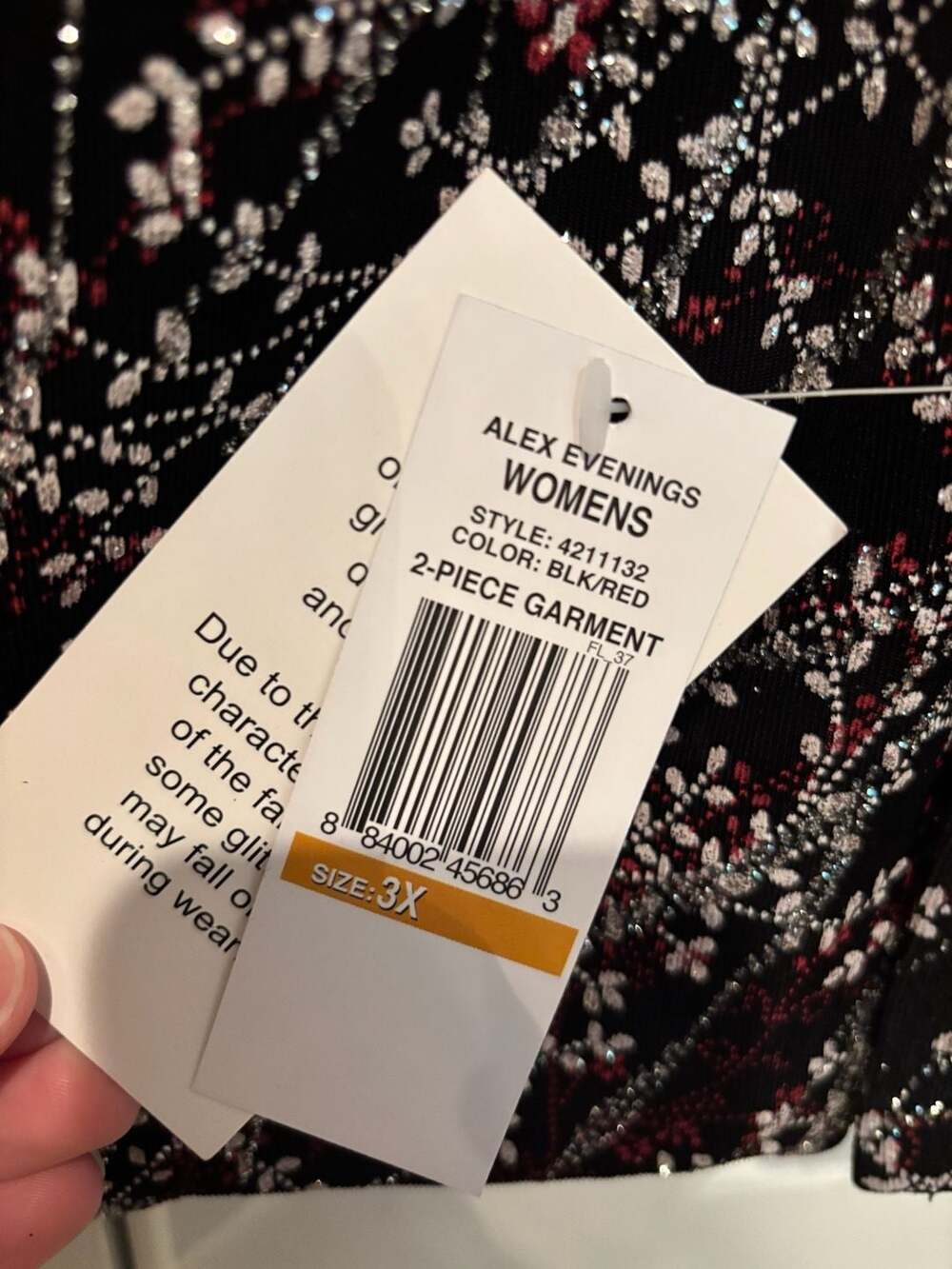 Alex Evenings 2-Piece Garment Dress Size 3X Black Red